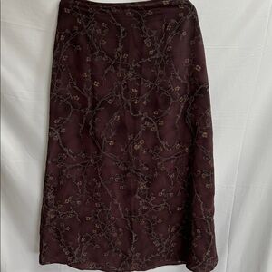 Vintage brown floral midi skirt